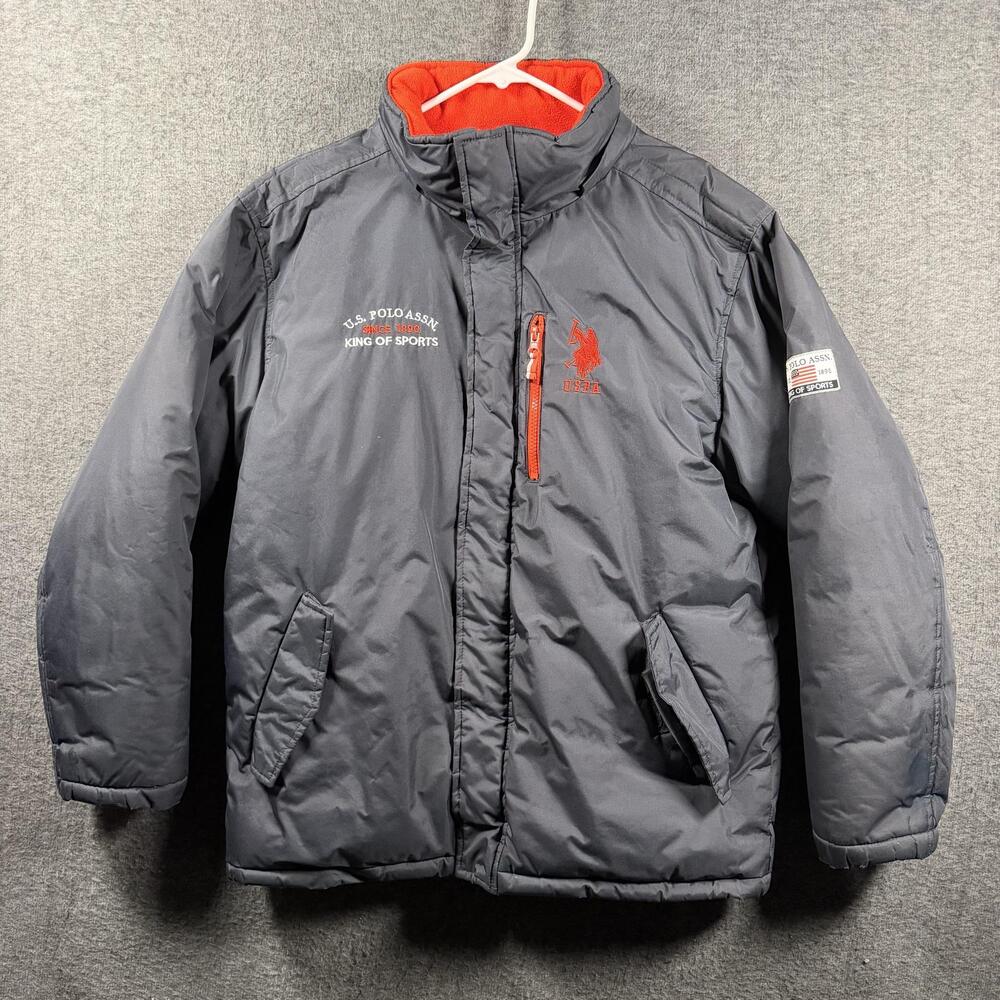 U.S. Polo Assn Jacket Boys XL 18-20 Gray Fleece Lined Insulated Heavyweight Ski
